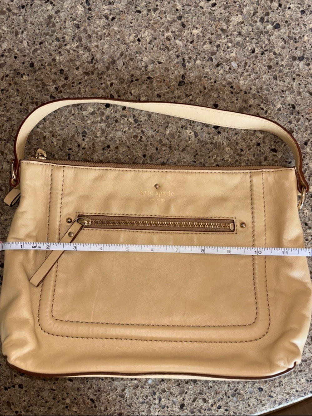 kate spade Beige Leather Shoulder Bag with Front Zip Pocket - Picture 5 of 7